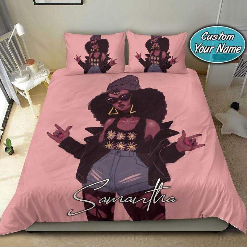 Personalized So Cool Black Girl Three Eyes Custom Duvet Cover Bedding Set With Your Name