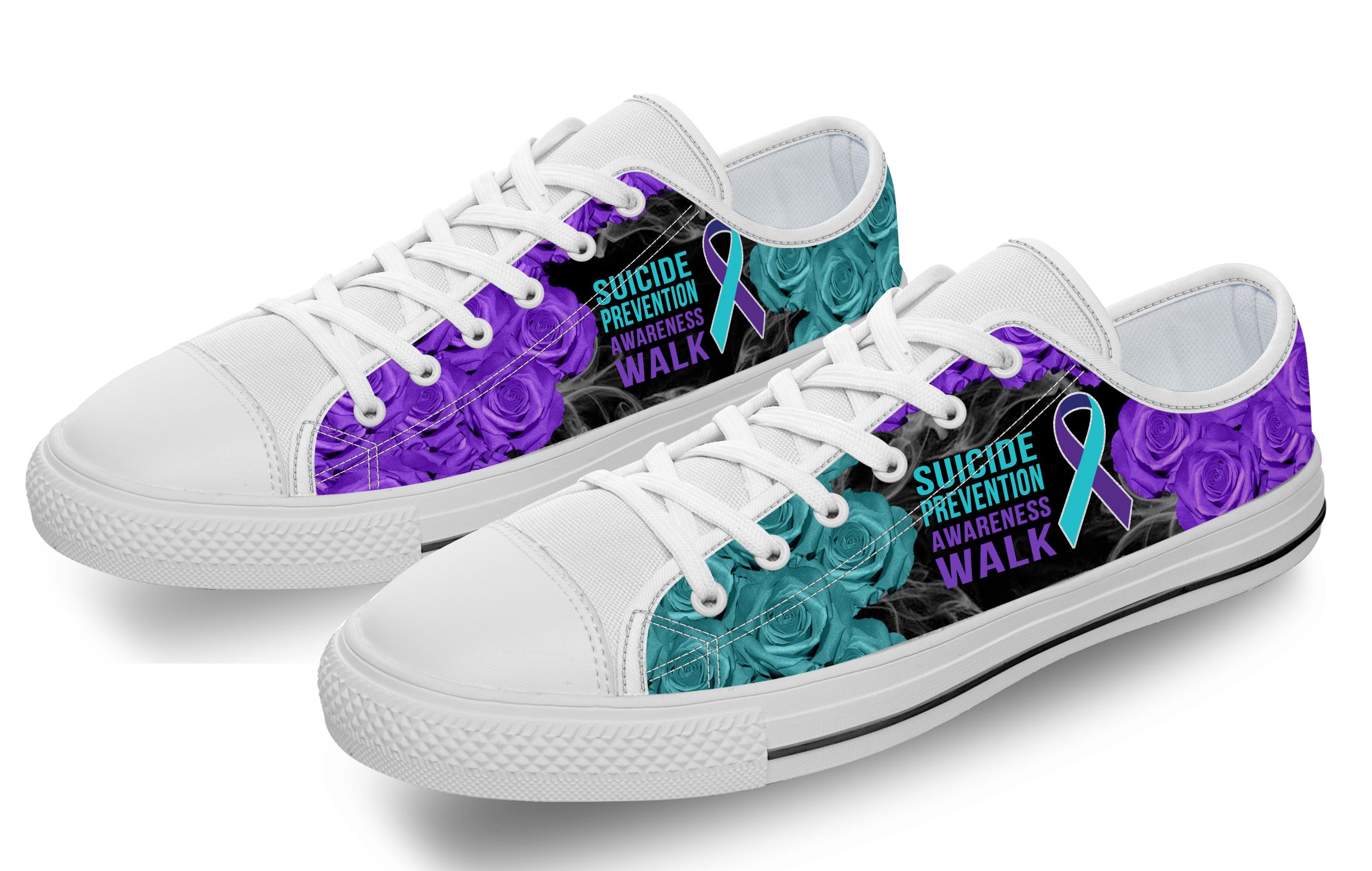 Suicide Prevention Awareness Walk Flowers Low Top Shoes PAN
