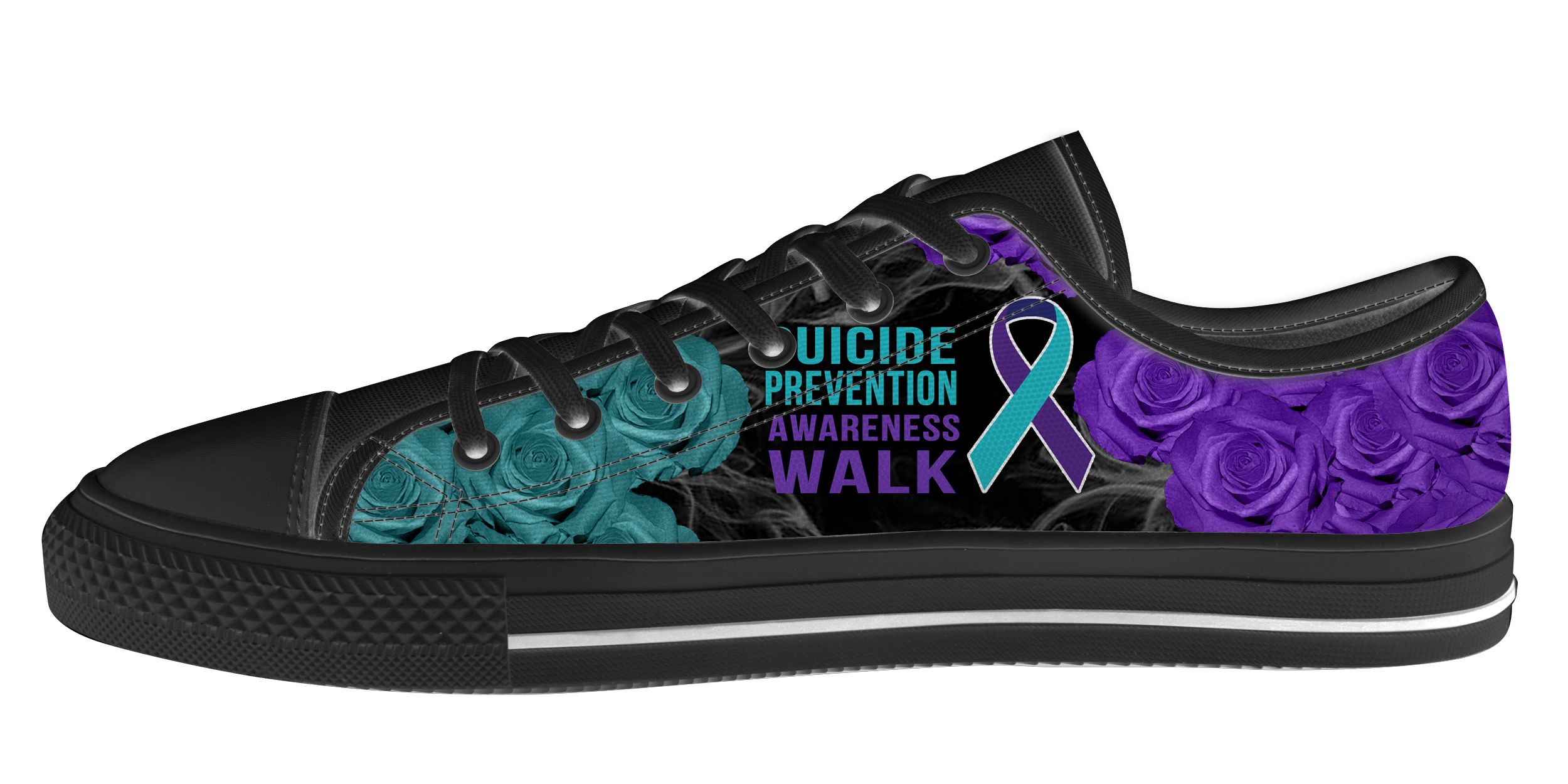Suicide Prevention Awareness Walk Flowers Low Top Shoes PAN