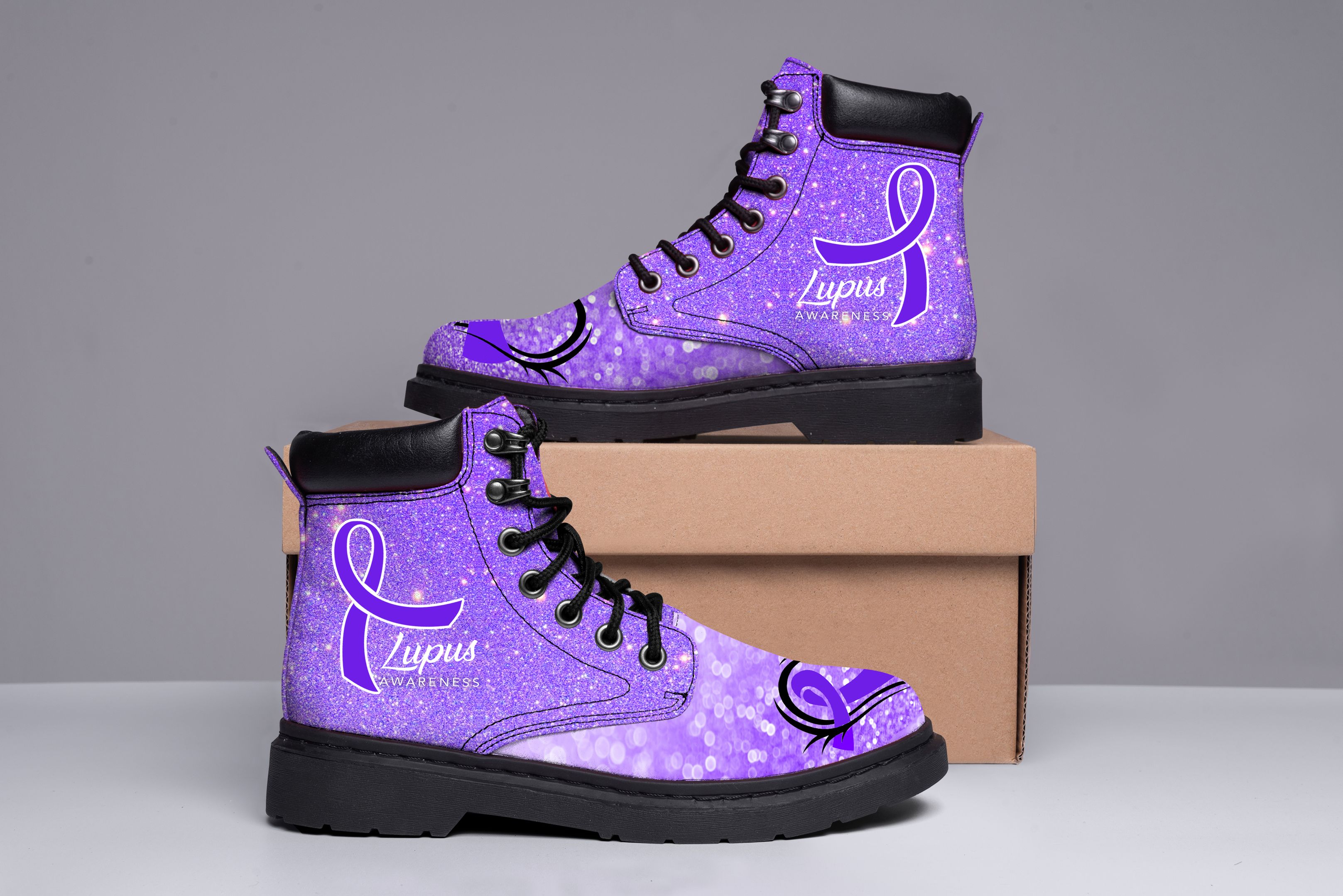 Lupus Awareness Purple Classic Boots Shoes PANCBO0063