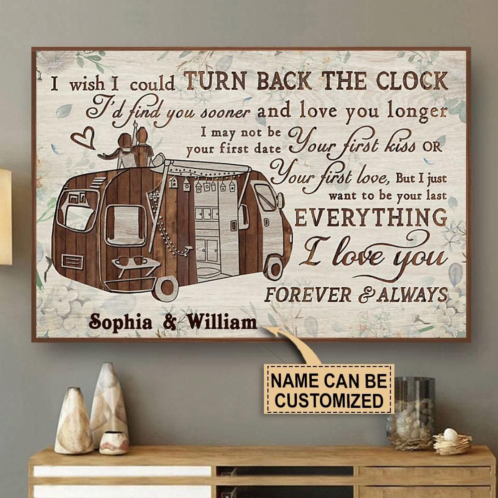 Personalized Camping Camper Floral Turn Back The Clock Customized Poster