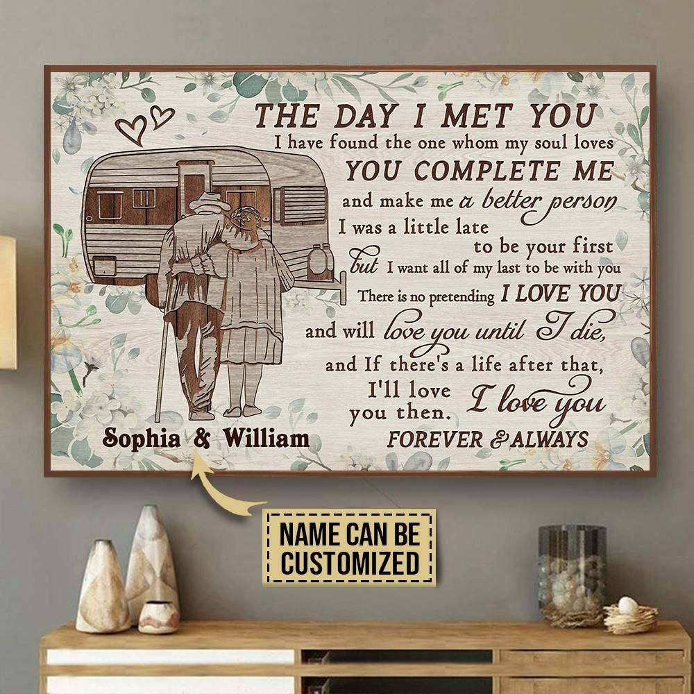 Personalized Camping Floral The Day I Met Poster