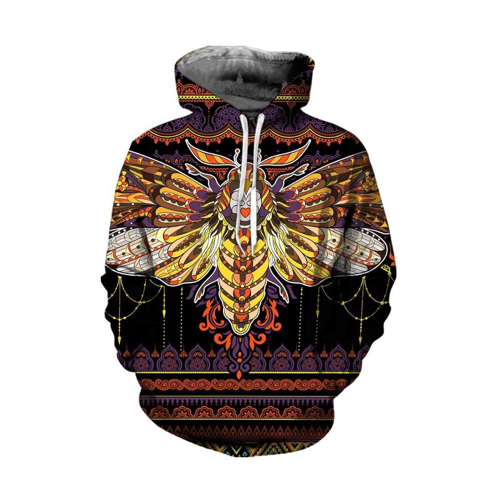 3D All Over Moth Bohemian Style