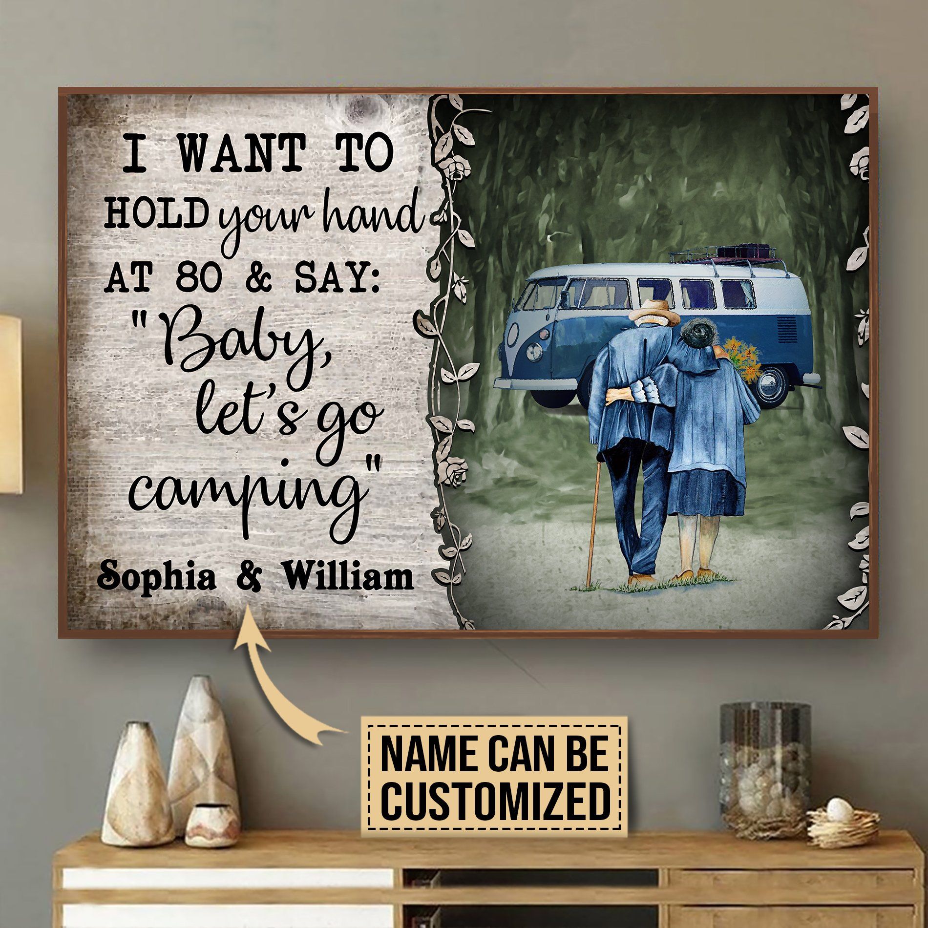 Personalized Camping Van Baby Let's Go Poster