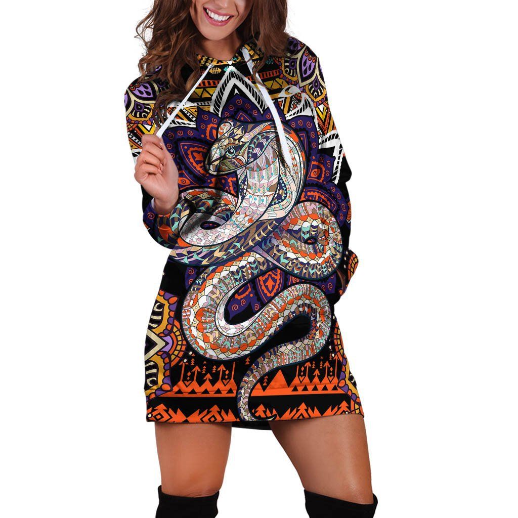 Awesome Snake Bohemian Printed Hoodies Dress