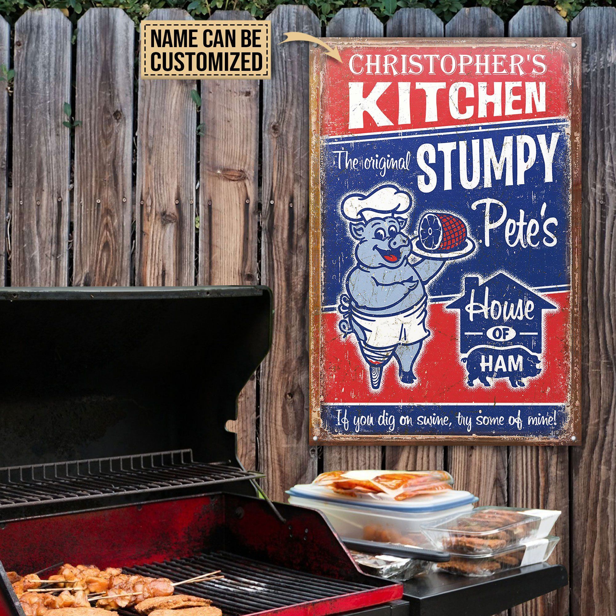 Personalized Grilling Stumpy Pete's Ham Customized Classic Metal Signs