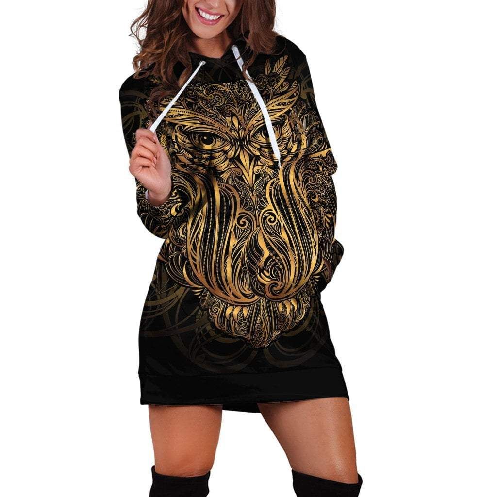 Awesome Owl Over Printed Hoodies Dress