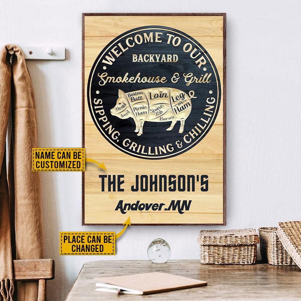 Personalized Grilling Pig Welcome Sipping Customized Poster