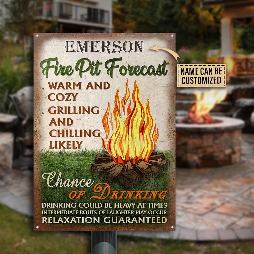 Personalized Camping Fire Pit Forecast Customized Classic Metal Signs PAN