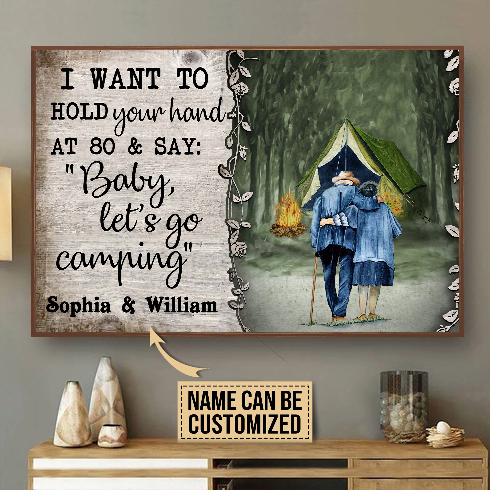 Personalized Camping Tent Hold Your Hand Customized Poster