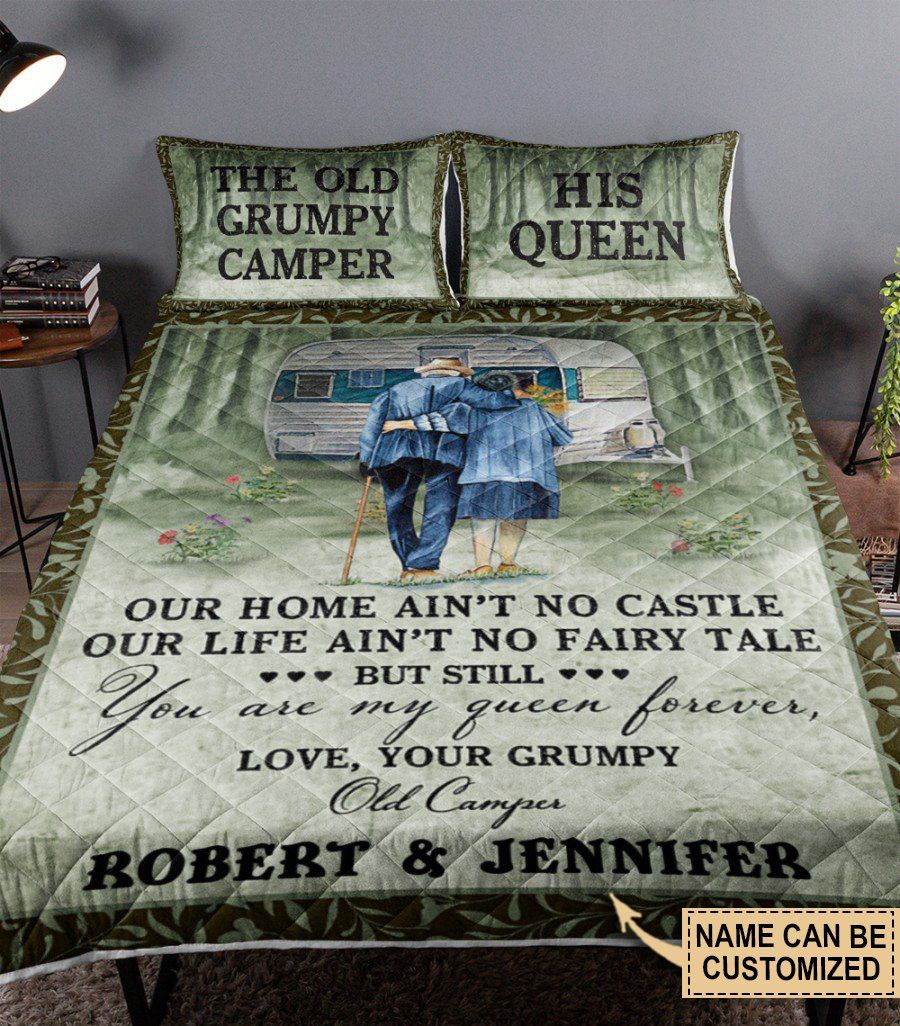 Personalized Camping Our Home Ain't No Castle Customized Quilt Set