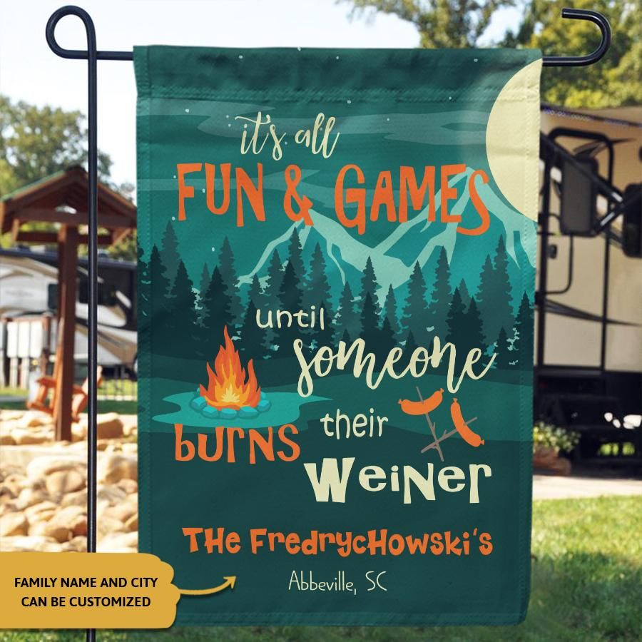 Personalized - Camping It's All Fun And Games Flag