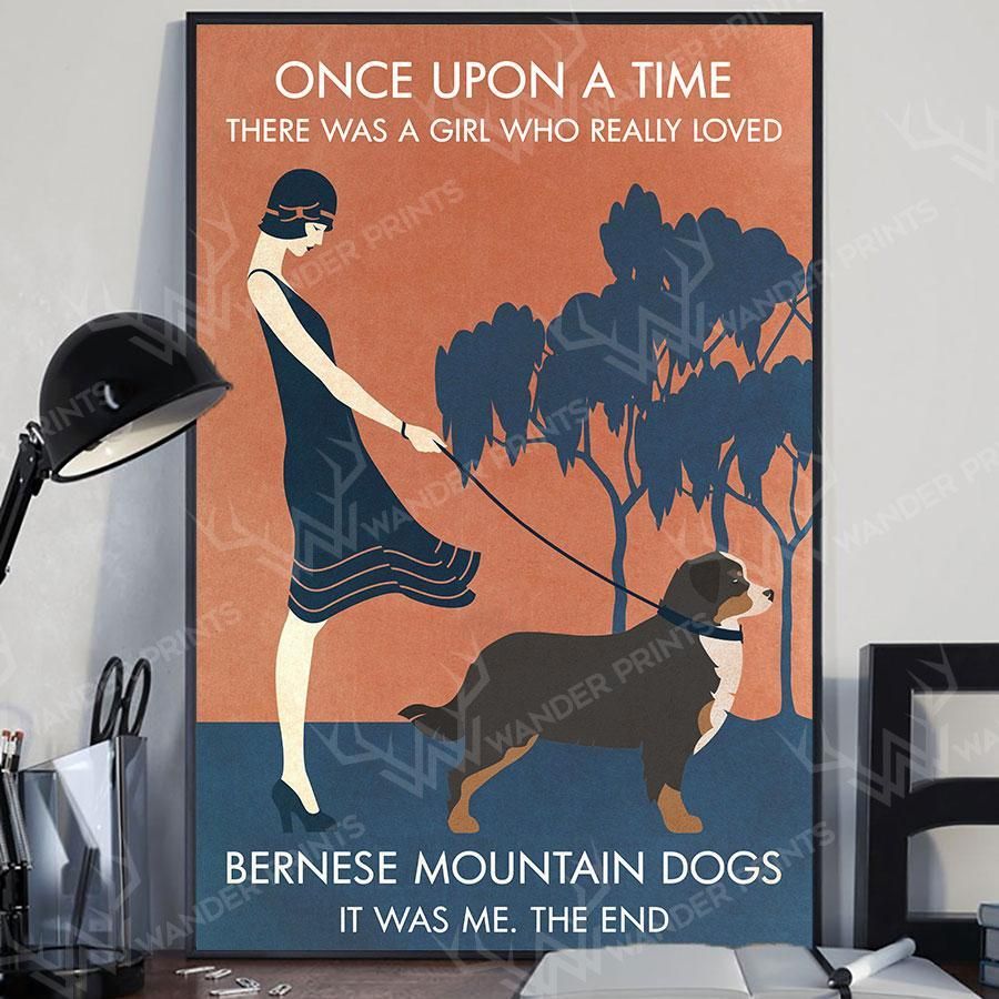 Vintage Girl Once Upon A Time Bernese Mountain Dog - Poster