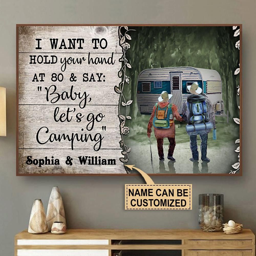 Personalized Camping Camper Couple I Want To Hold Your Hand Customized Poster