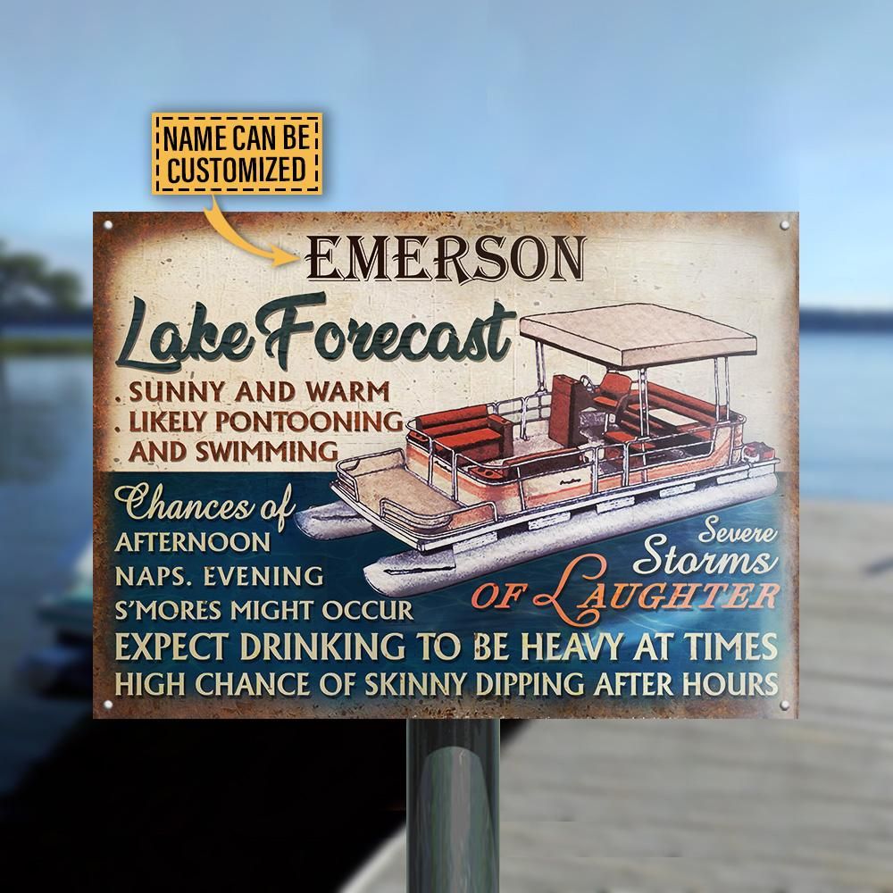Personalized Pontoon Lake Forecast Storms Of Laughter Customized Classic Metal Signs PAN