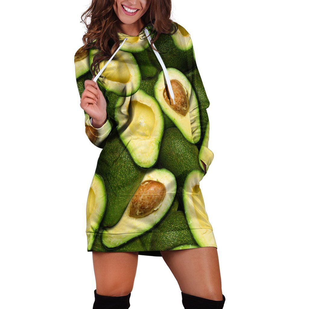 Awesome Avocado Over Printed Hoodies Dress