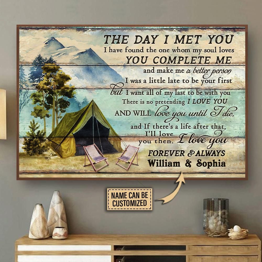 Personalized Mountain Tent Camping Couple The Day I Met Customized Poster