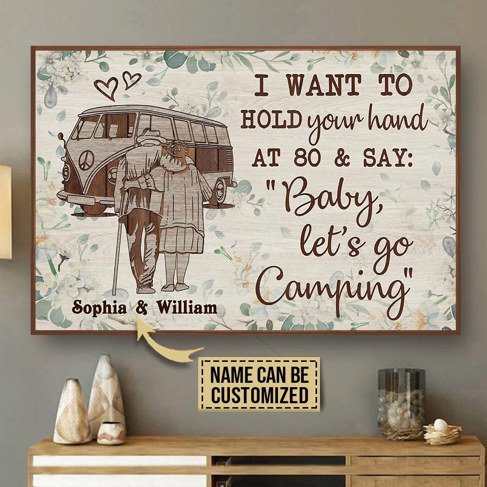 Personalized Camping Van Floral Baby Let's Go Customized Poster