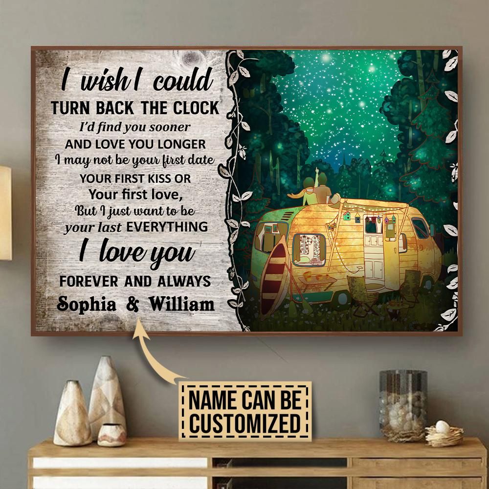 Personalized Camping Camper Turn Back The Clock Poster
