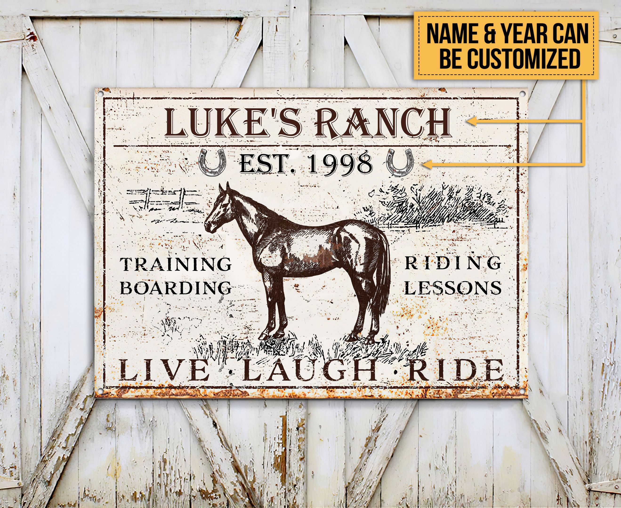 Personalized Horse Training Boarding Customized Classic Metal Signs