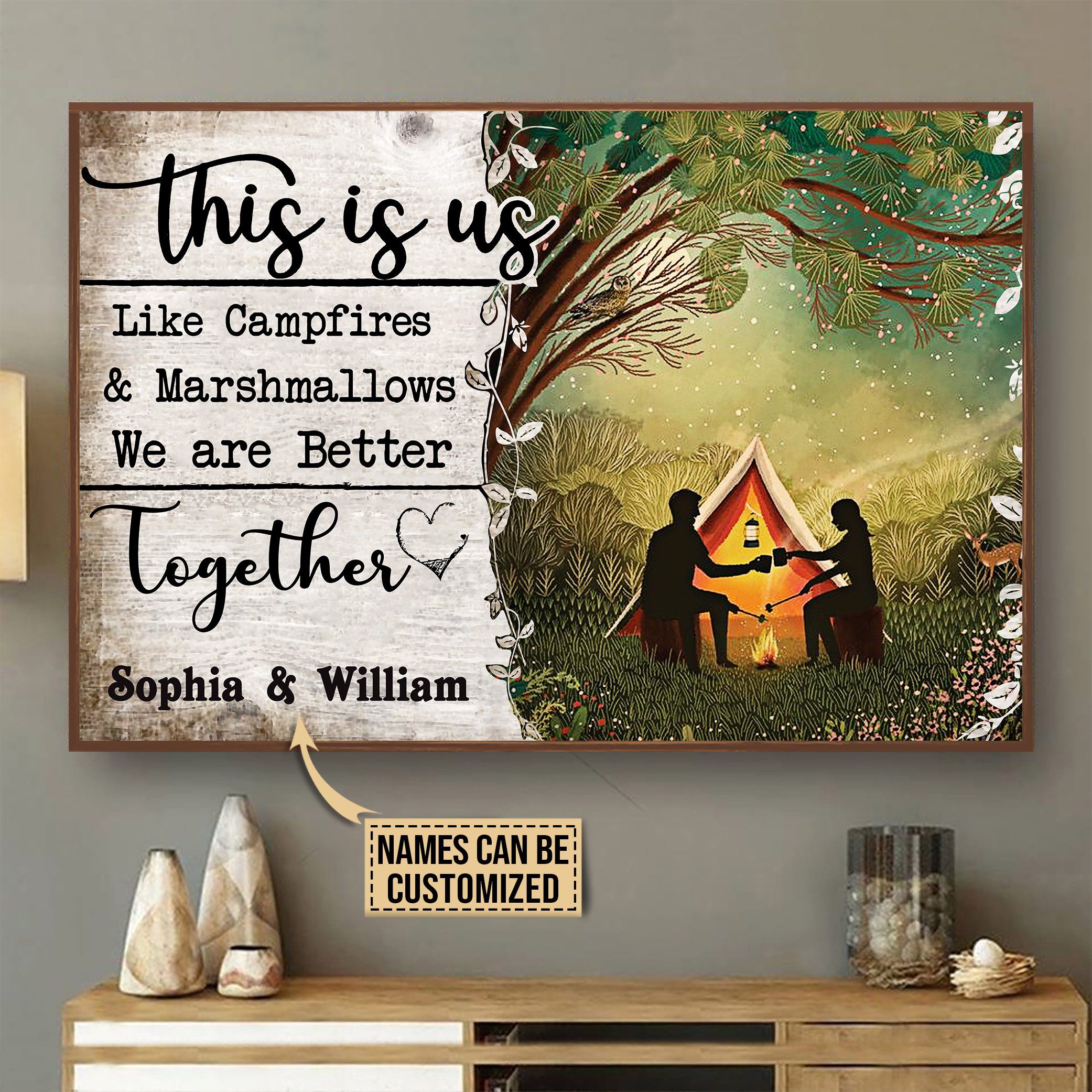 Personalized Camping Campfire And Marshmallos Poster