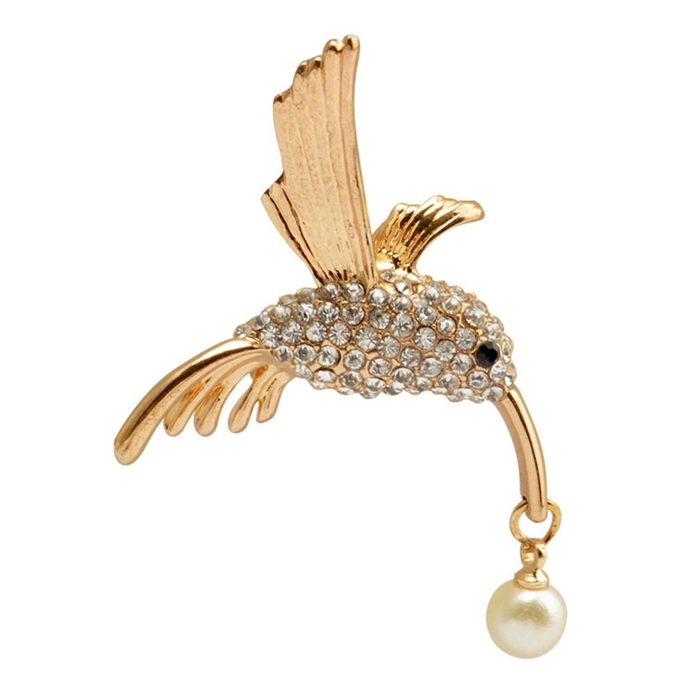 Hummingbird Brooches Animal Jewelry Accessories Gift for Women Girls (Gold)