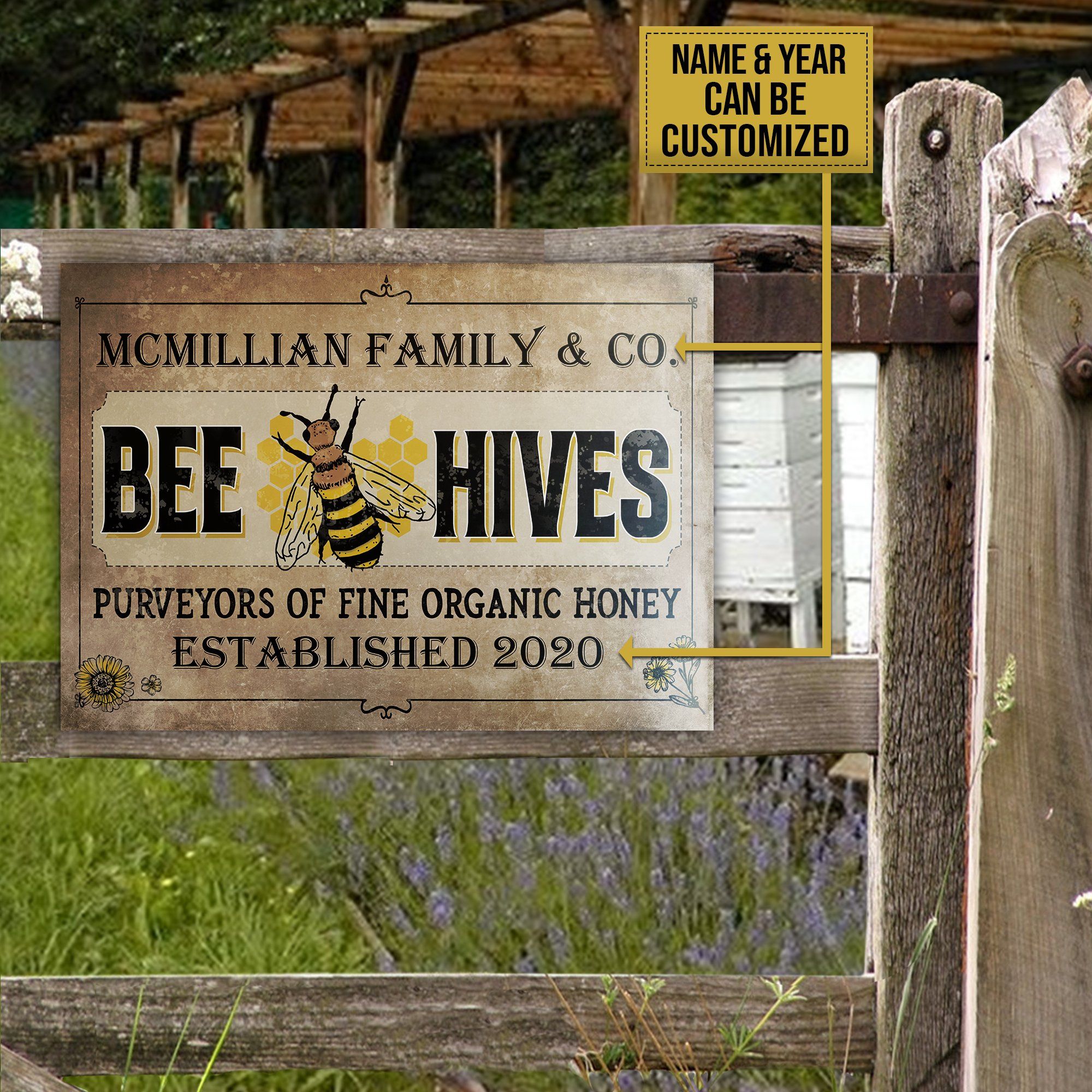 Personalized Bee Hives Fine Organic Honey Customized Classic Metal Signs