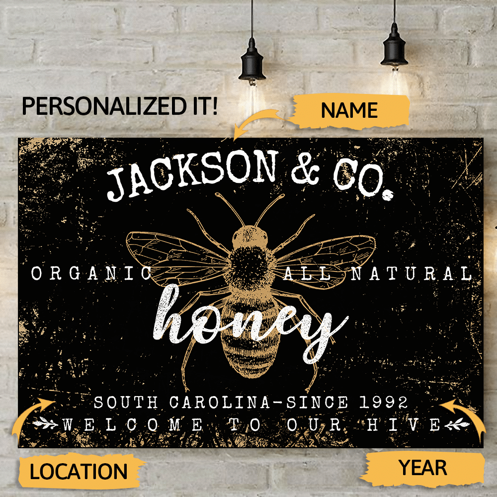 Personalized - Natural Honey Bee Hive Custom Name Poster