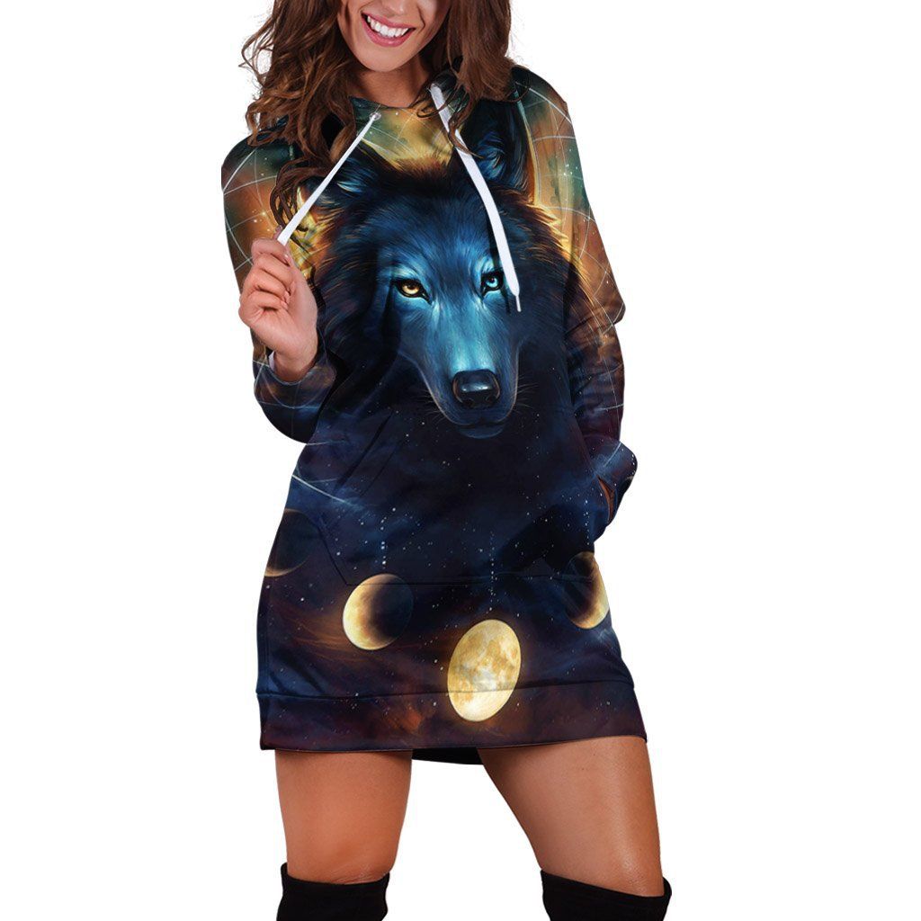 Awesome Hoodie Dress For Wolf Lovers