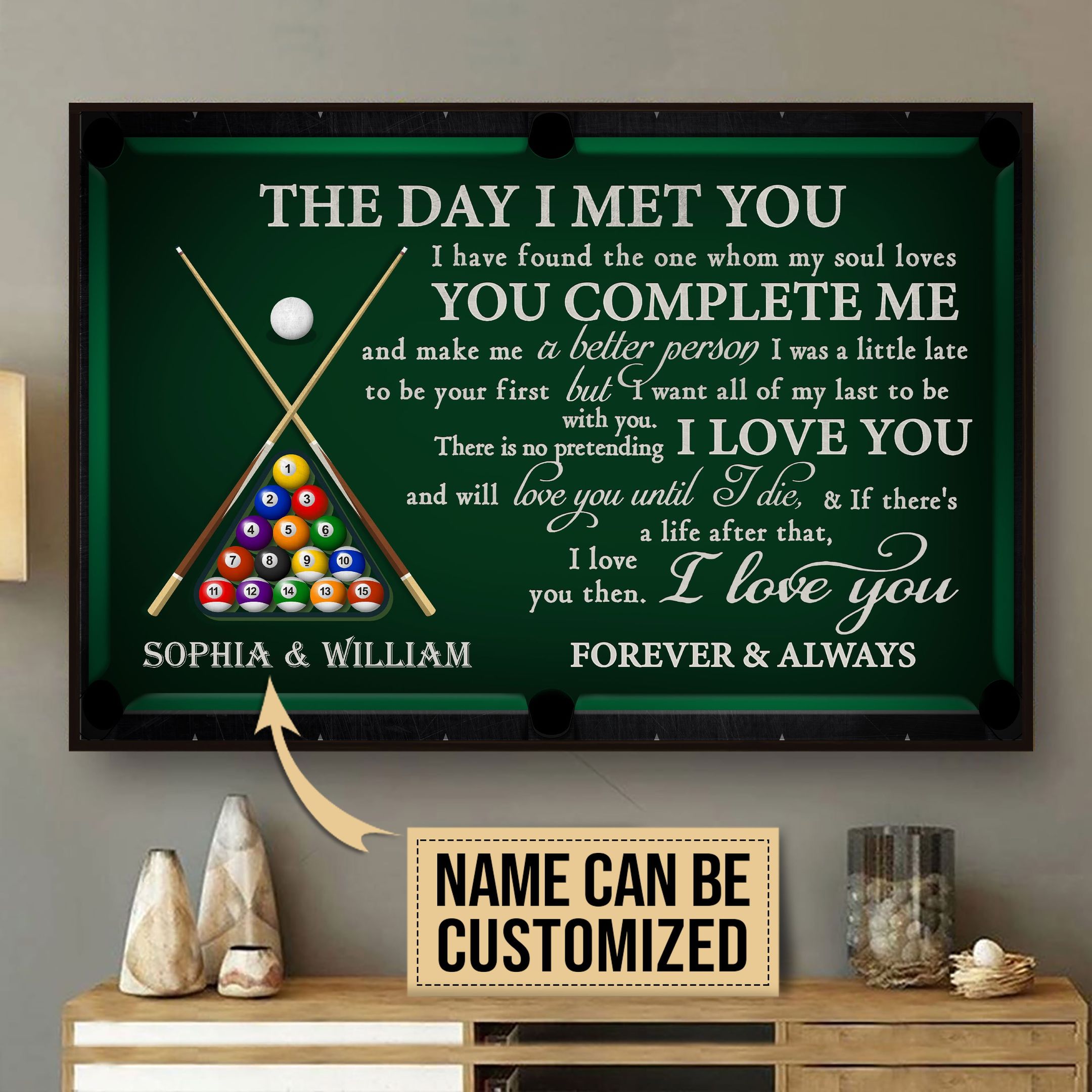 Personalized Billiard Board The Day I Met You Customized Poster
