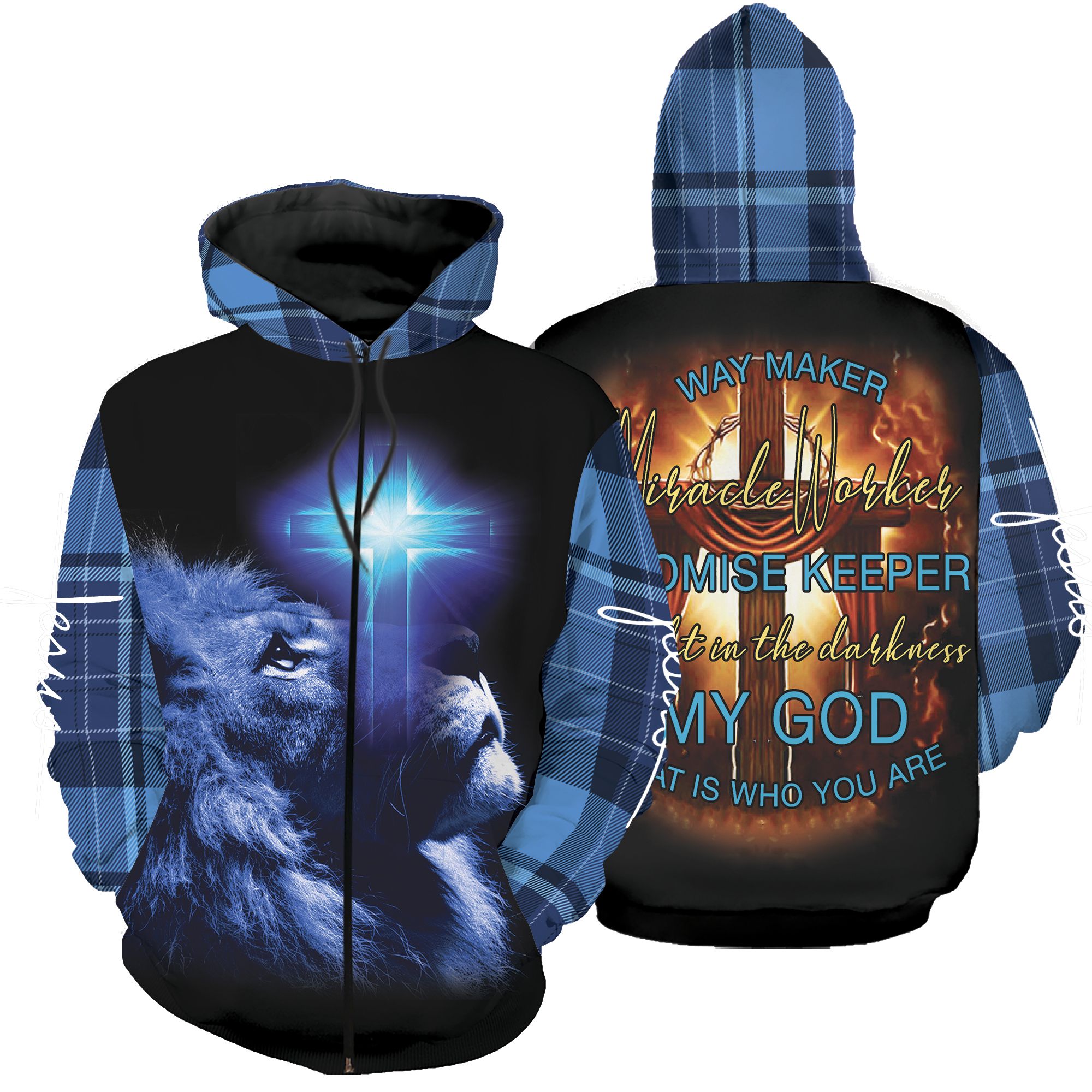 Hoodie 3D Aop Lion Way Maker Miracle Worker Promise Keeper Light In The Darkness PAN