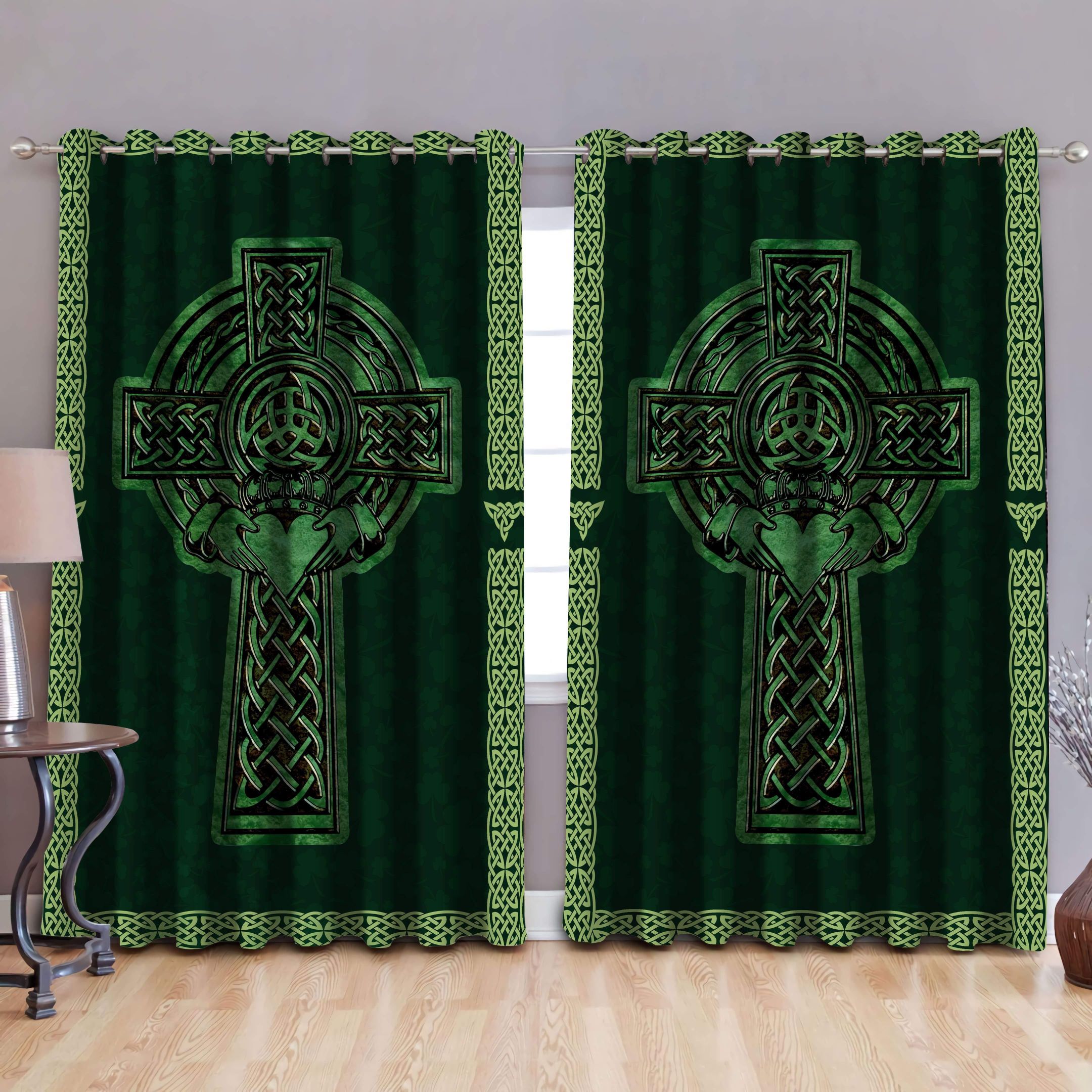 Irish Decoration Saint Patrick's Day Celtic Cross Window Curtains