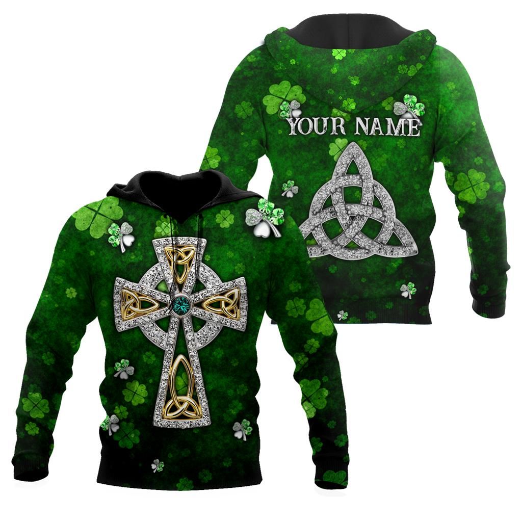 Personalized Irish Saint Patrick's Day Shirts Silver Jewelry Cross Shamrock