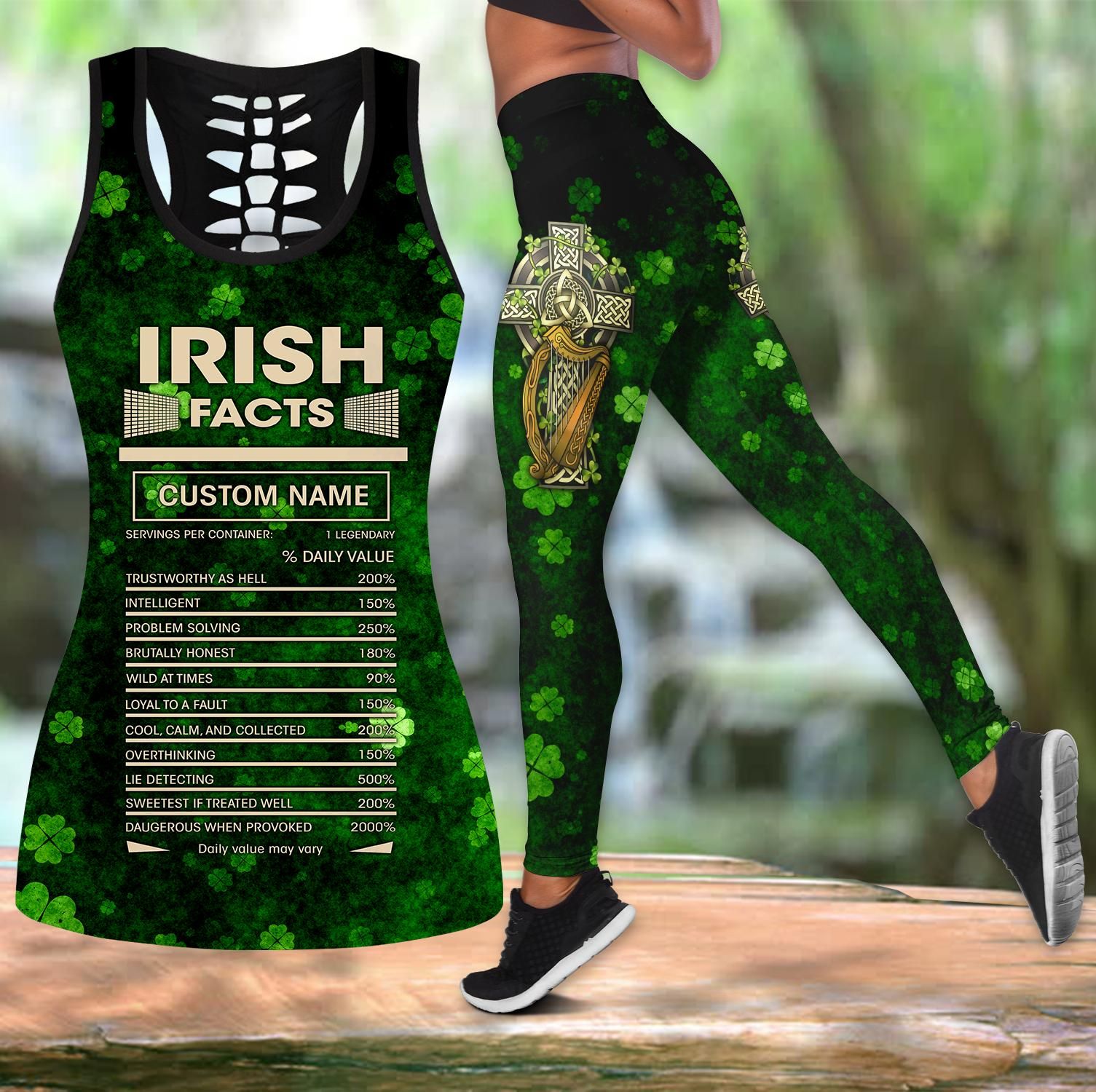 St Patrick's Women's Outfit Funny Irish Facts Legging And Tank Top Set