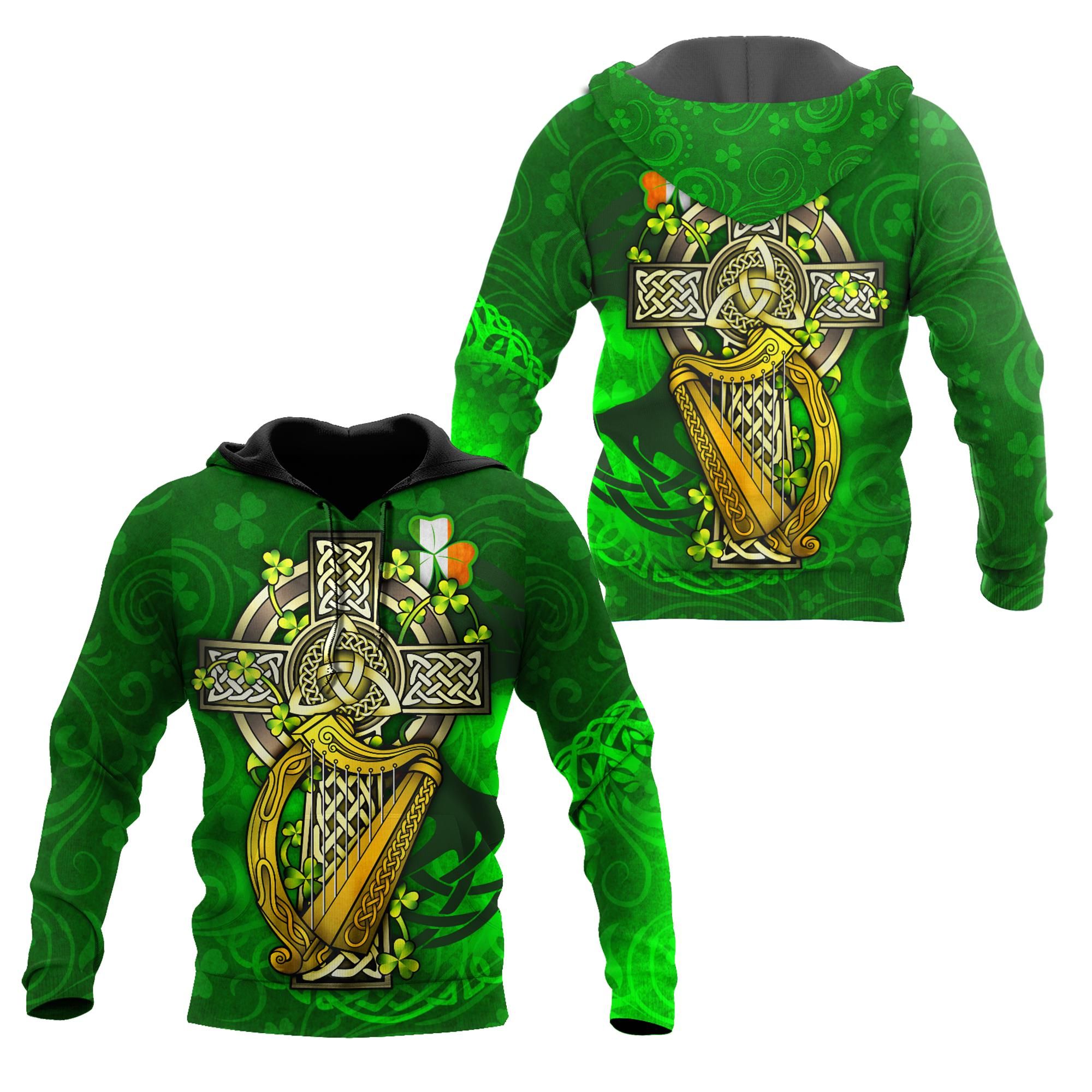 St Patrick Day Irish Harp 3D Shirts For Men And Women Hoodie PAN3HD0127