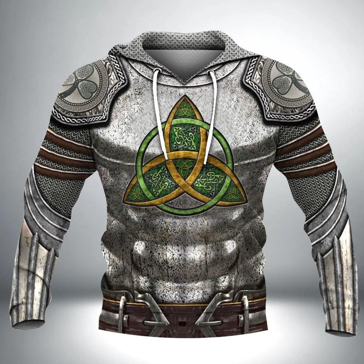 Irish Armor Knight Warrior Chainmail Shirts St Patrick's Day Hoodie PAN3HD0123