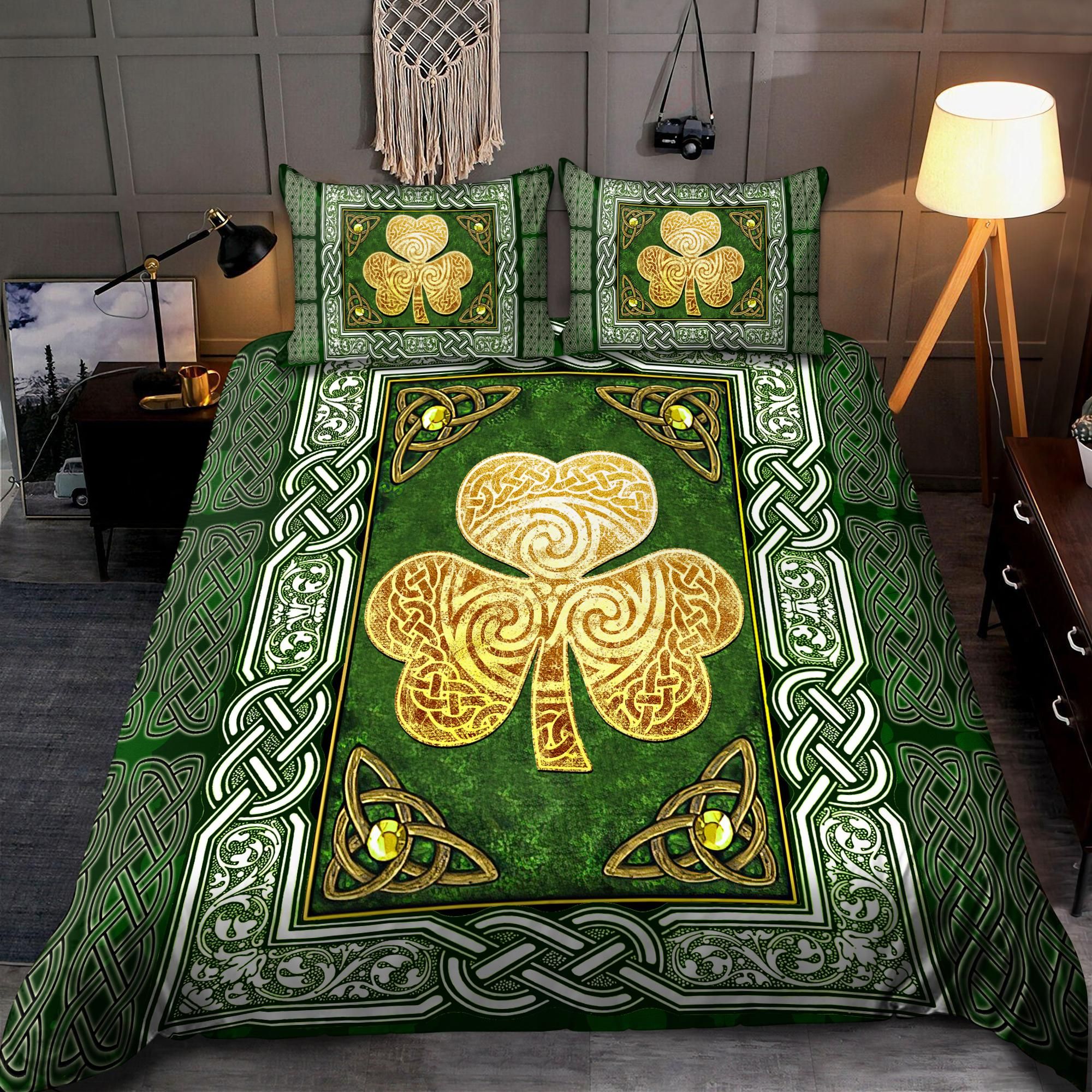 St Patrick's Day Decoration Irish Golden Shamrock Clovers Bedding Set