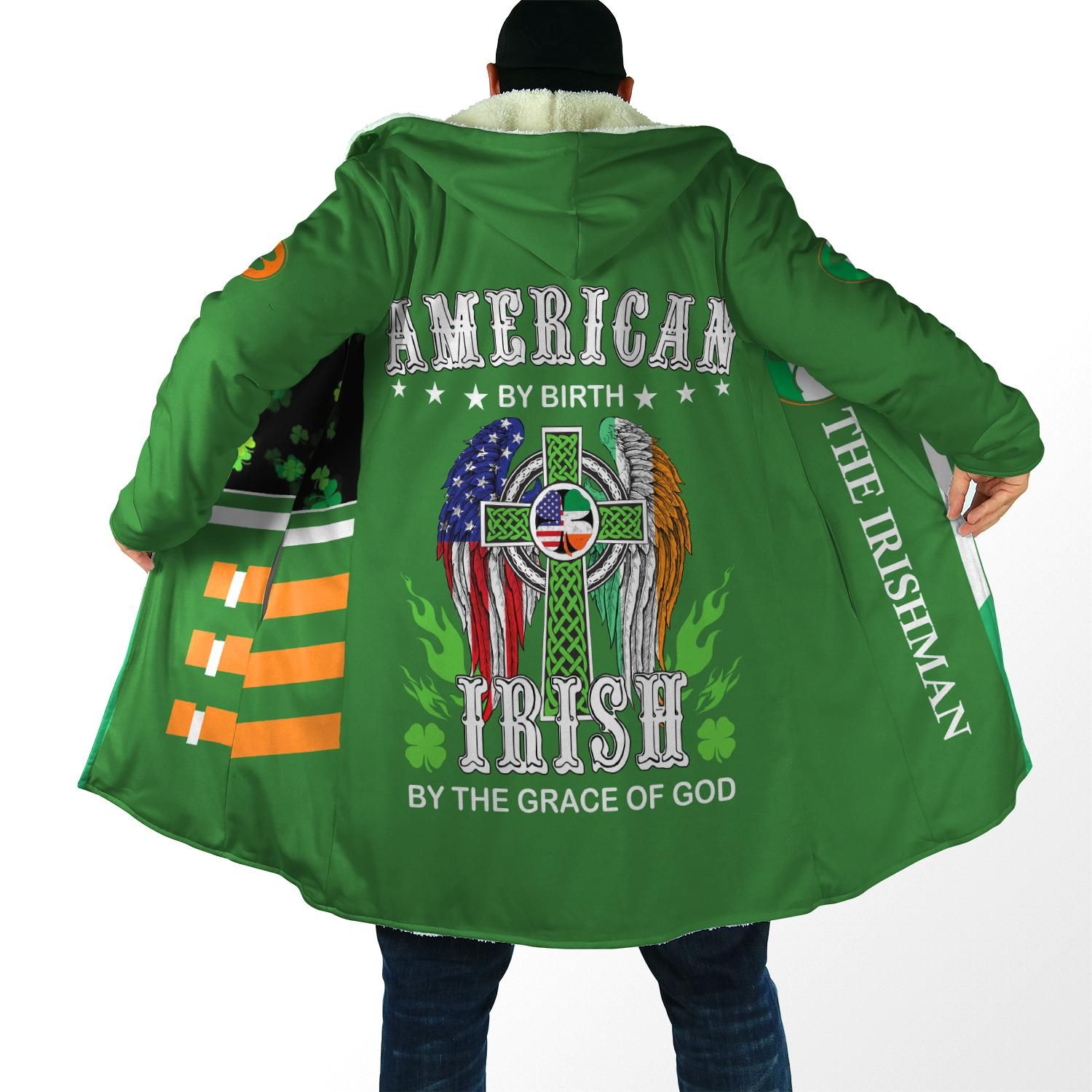 St Patrick's Day Shirts American Irishman Zipper Hooded Cloak