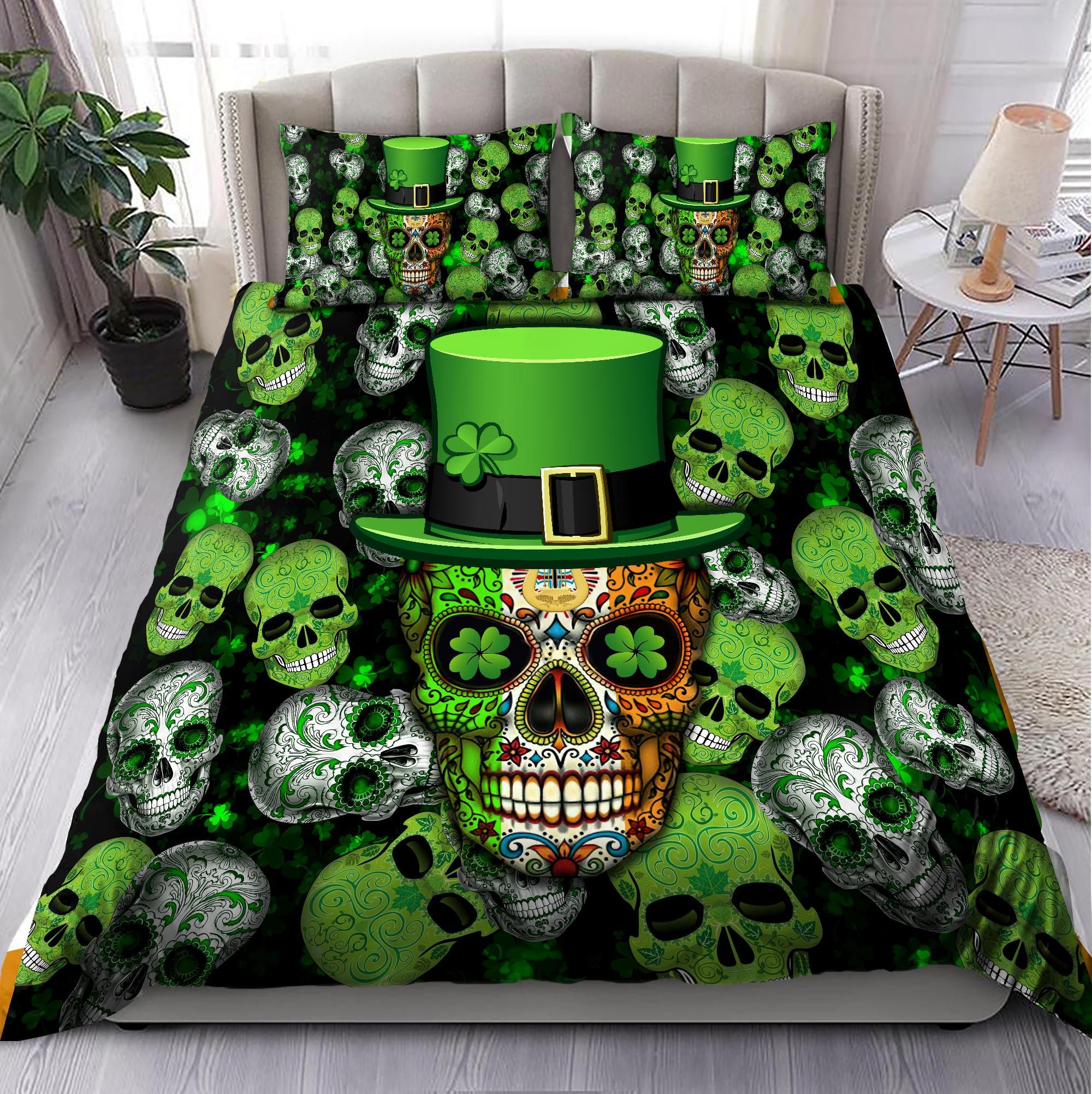 Irish Skull Saint Patrick Day Bedding Set Xt