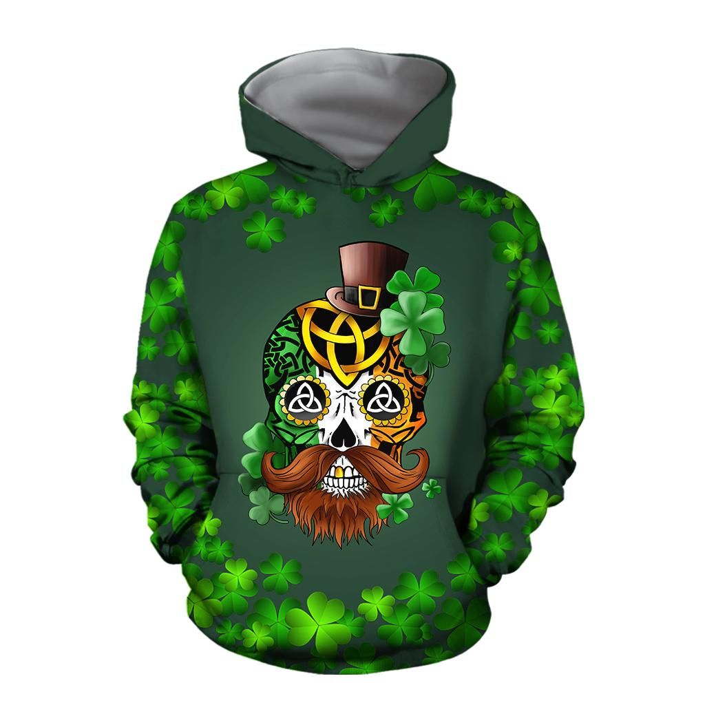 3D All Over Printed Irish Skull St Patrick Day Unisex Shirts Xt