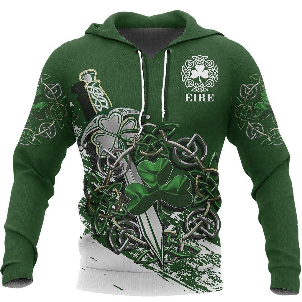 St Patrick’s Day Shirts Ireland Celtic Shamrock & Sword Hoodie