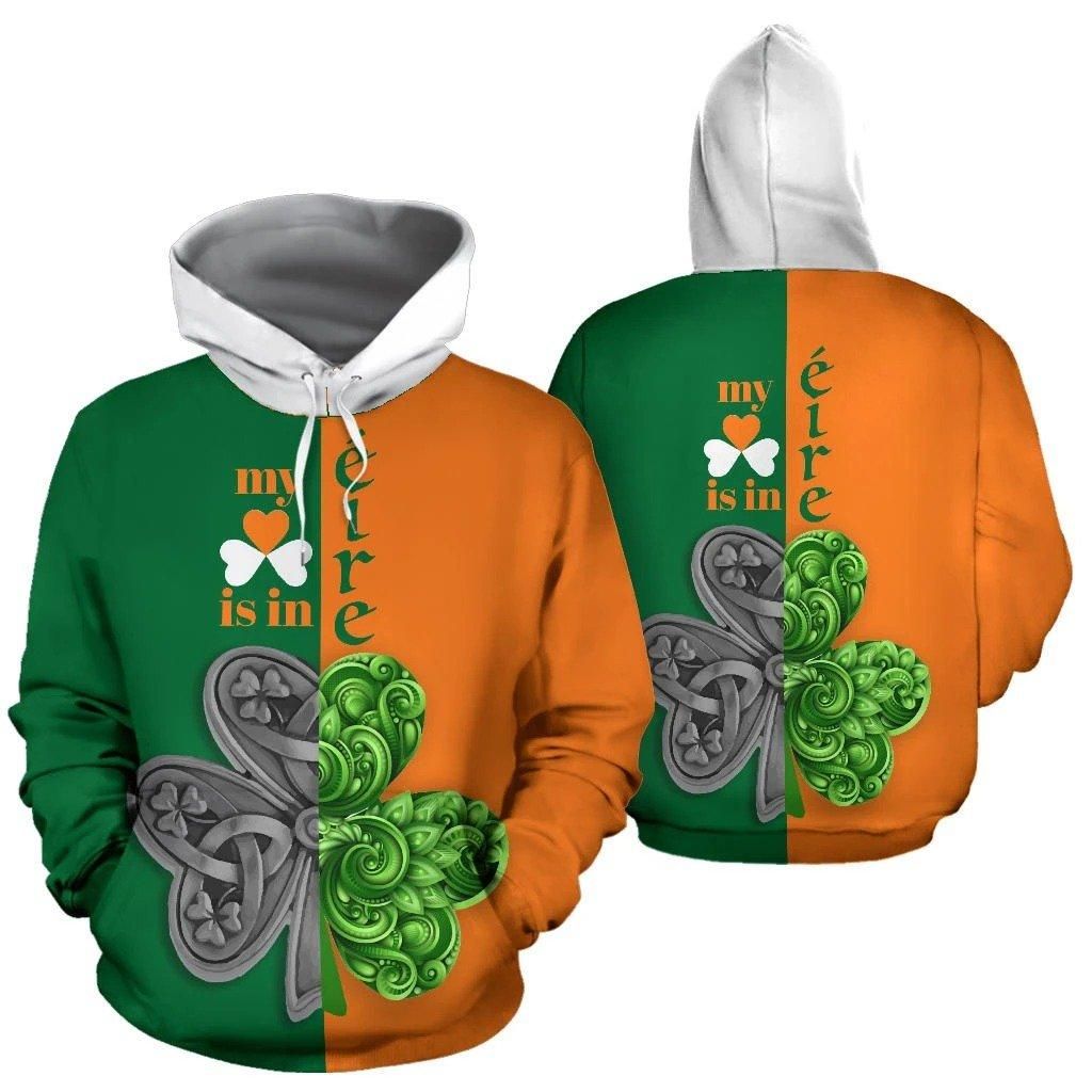 Irish Saint Patrick'S Day Shamrock Celtic Cross Hoodie T-Shirt Sweatshirt Pi020306