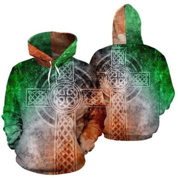 Saint St Patrick's Day Shirts Irish Shamrock Celtic Cross Hoodie Pi020312
