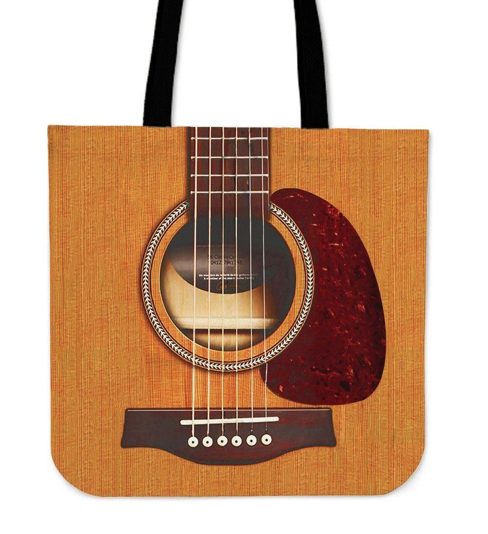Wooden Guitar Printed For Music Lovers Tote Bag