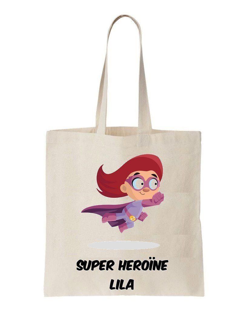 Cute Super Hero Custom Name Printed Tote Bag Gift For Girls