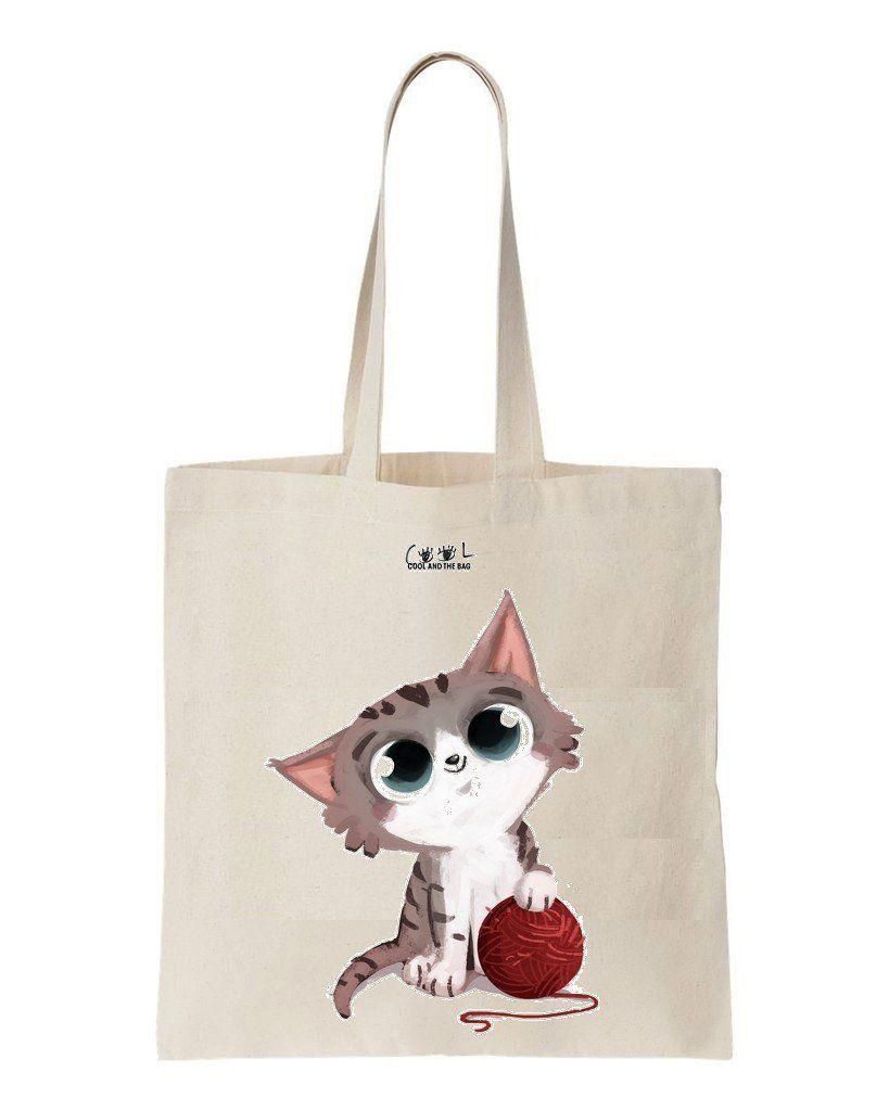 Cute Kitty Cat Printed Tote Bag Birthday Gift For Cat Lovers