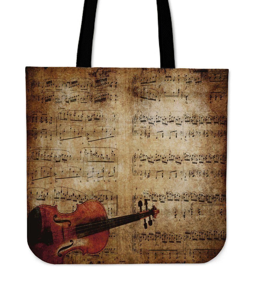 Sheet Music & Violin Vintage Tote Bag