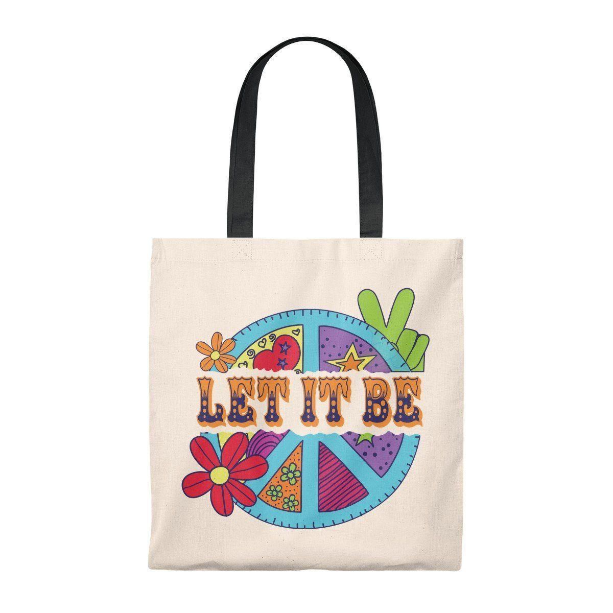 Let It Be Peace Love Printed Tote Bag
