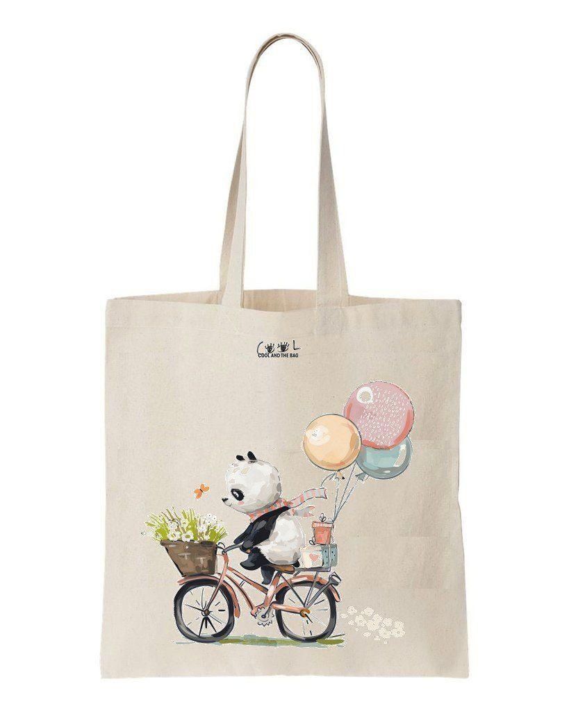Sweet Panda With Balloon Printed Tote Bag Birthday Gift For Girlfriend