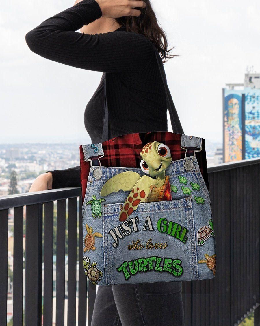 Just A Girl Who Lvoes Turtles Printed Tote Bag